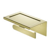 Bianca Nero Toilet Roll Holder With Phone Shelf - Brushed Gold